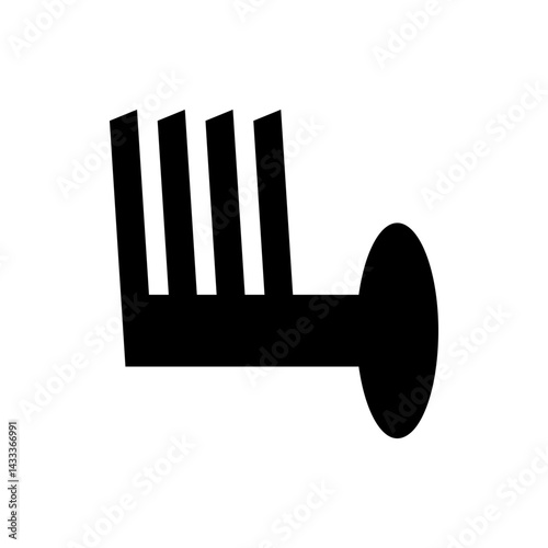 A weather symbol depicting moderate wind with three barbs and a circular shape on the right side of the image