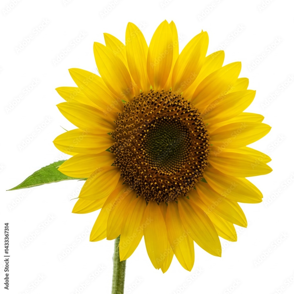 Fototapeta premium Sun flower on transparent background in the additional png file. Greeting cards and holiday wishes