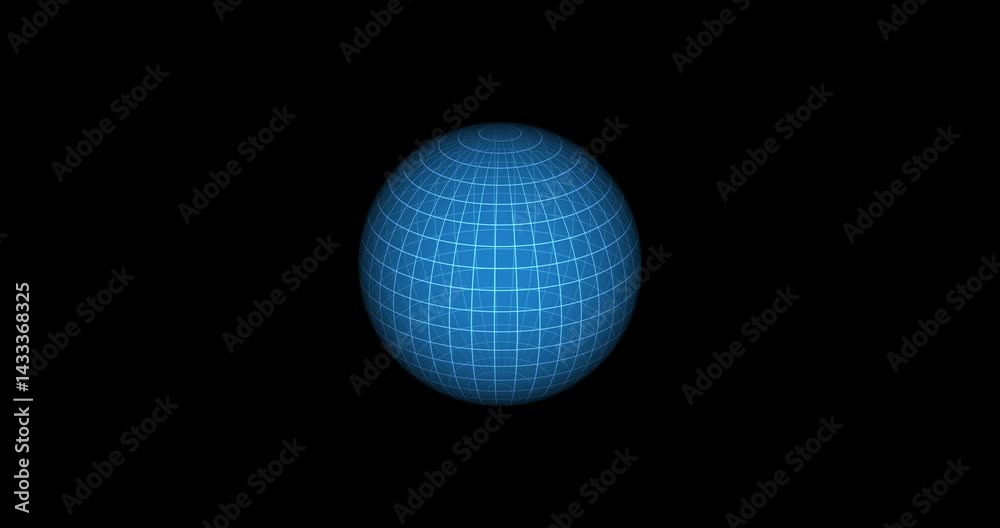 Tilted Futuristic Blue Hologram Sphere with a Grid Slowly Rotates against black background Tilted Futuristic Blue Hologram Sphere with a Grid Slowly Rotates against black background
