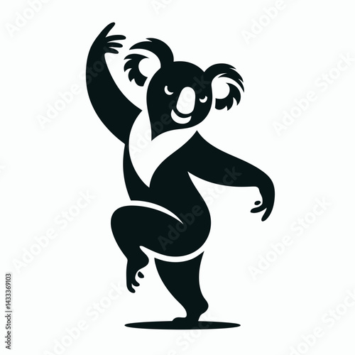 Koala dancing tango. Funny Animal Vector Clip art. Australian bear waltzing passionate romantic ballroom performance.