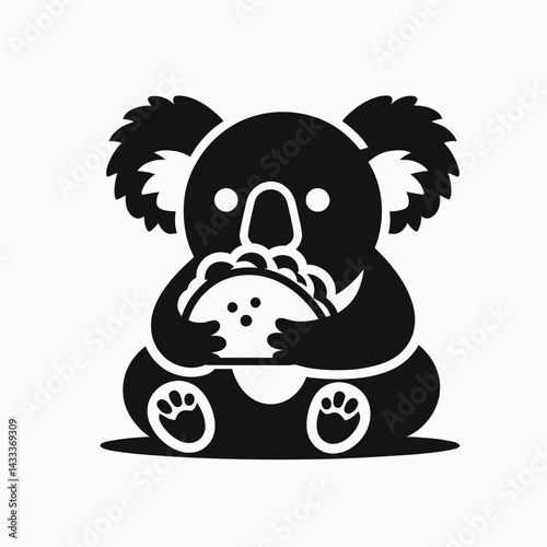 Koala eat taco. Funny Animal Vector Clip art. Marsupial consume a tortilla wrap treat novelty australian fauna meal.