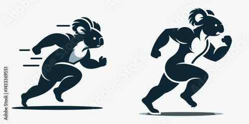Koala jogging. Funny Animal Vector Clip art. Marsupial trotting wildlife fitness routine furry friend wellness activity.