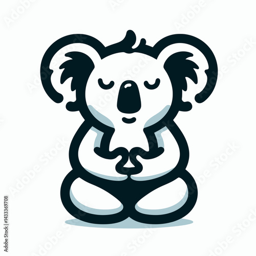 Koala meditation. Funny Animal Vector Clip art. Marsupial mindful relaxation a serene practice for inner equilibrium and calm.