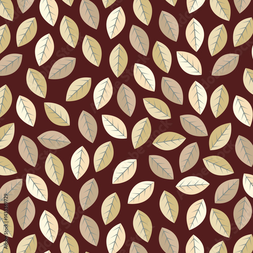 Seamless geometric pattern of autumn leaves and twigs. Vector
