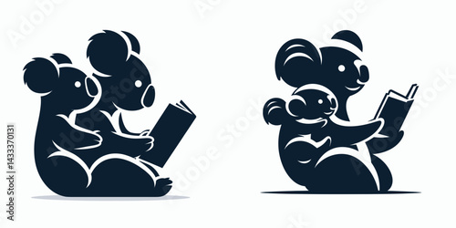 Koala Sitting back to reading. Funny Animal Vector Clip art. Marsupial resting nestled mutually absorbed in a novel together leisure.