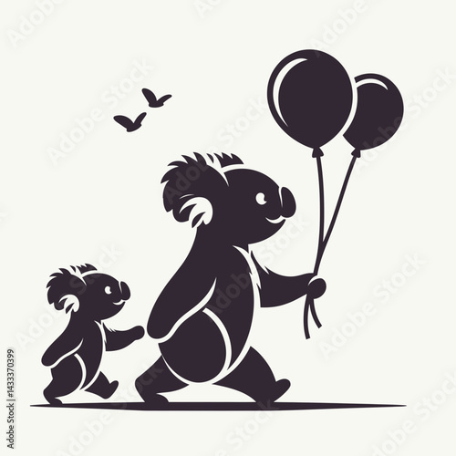 Koala Walking together. Funny Animal Vector Clip art. Marsupial strolling jointly wildlife movement fauna trek cute creature amble.