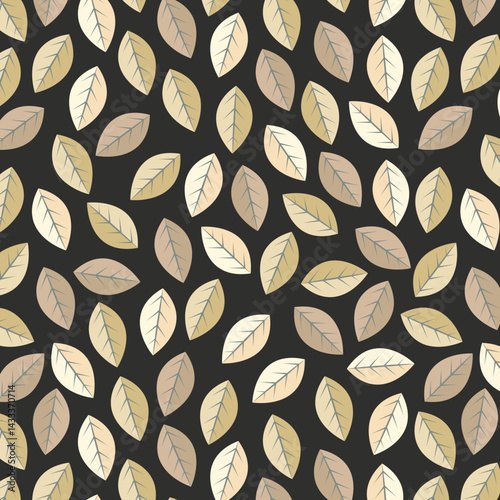 Seamless geometric pattern of autumn leaves and twigs. Vector
