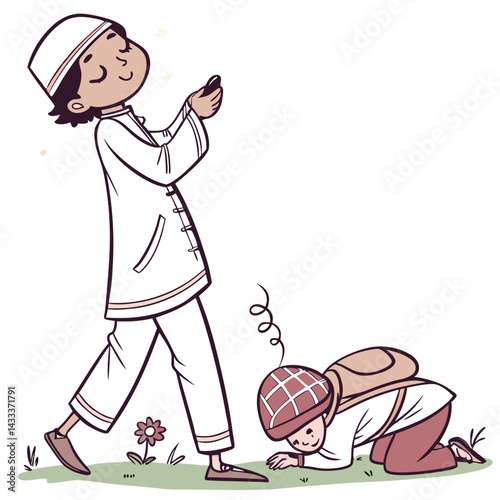 Respectful Children Walking and Showing Respect