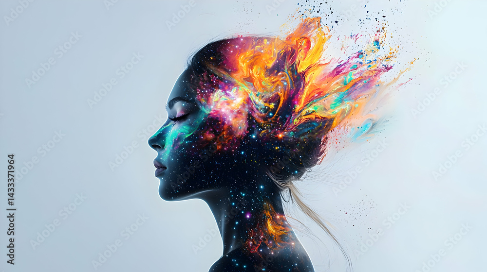 Obraz premium Abstract Colorful Portrait Of A Woman
