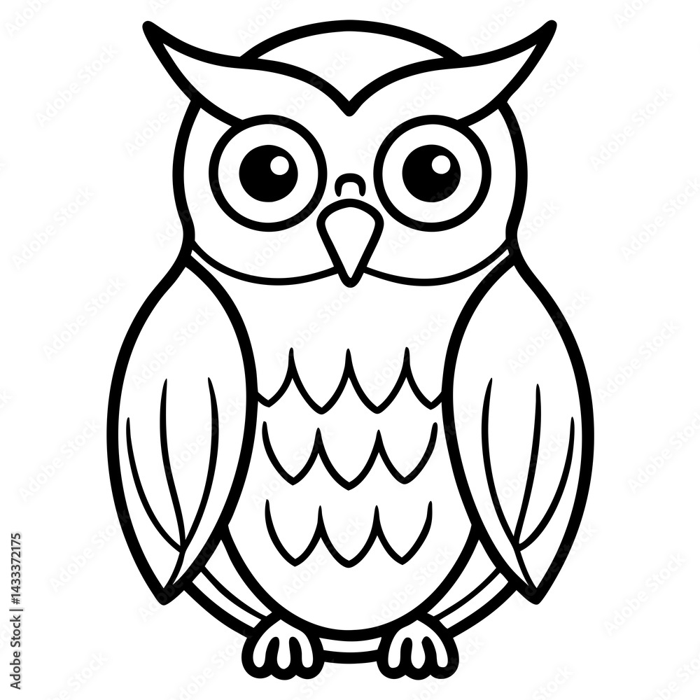 Fototapeta premium Modern Owl Line Drawing