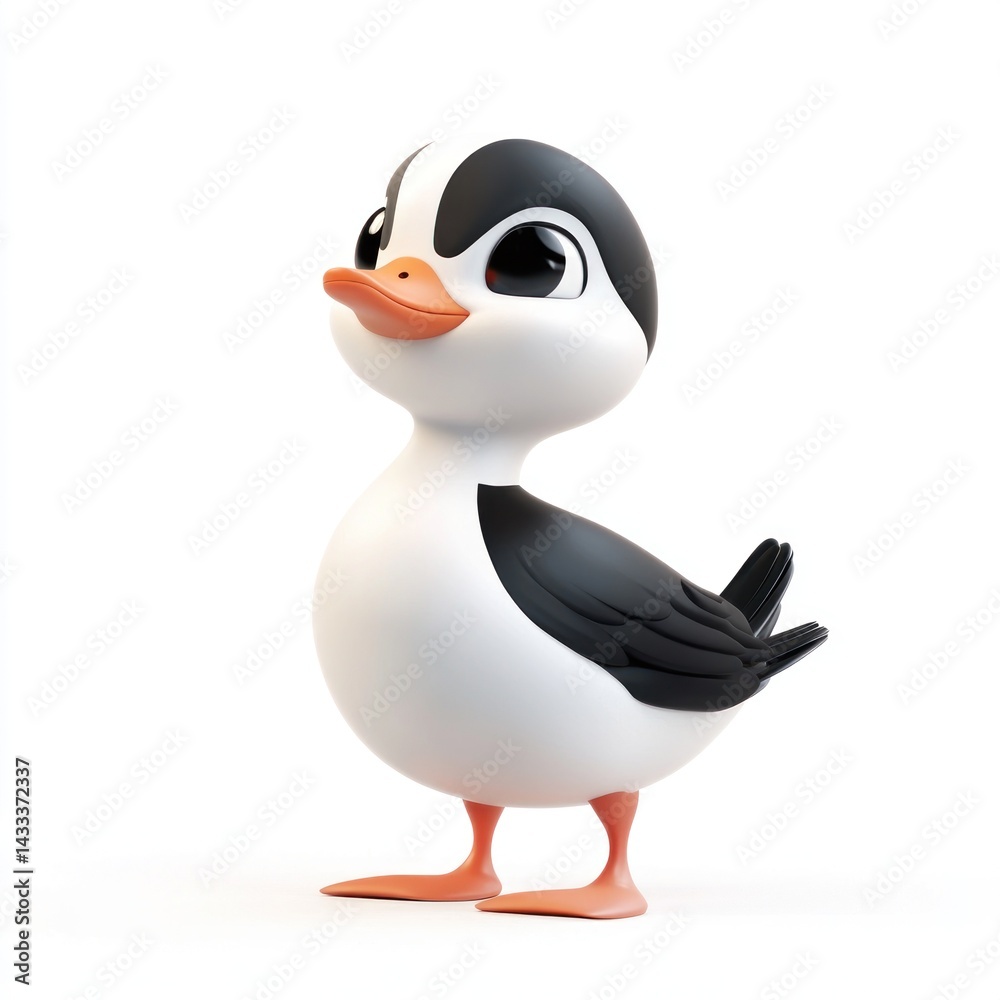 Fototapeta premium cute cartoon Long-tailed Duck character 3D render isolated on white background