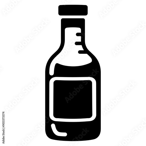 Silhouette of chemical reagent bottle with measurement marks, lab concept