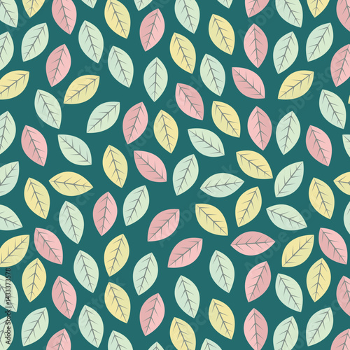 Seamless geometric pattern of autumn leaves and twigs. Vector

