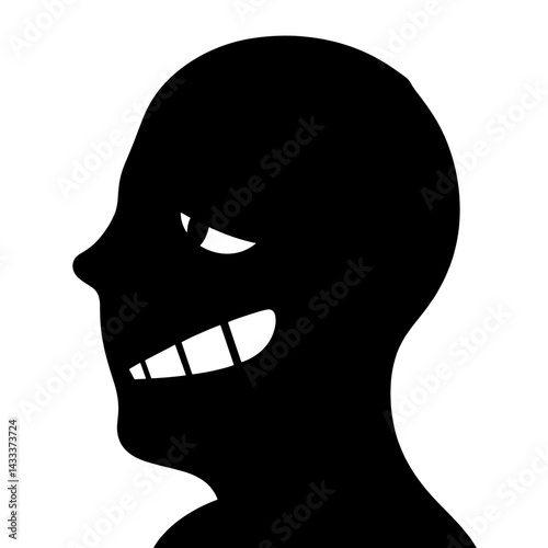 Silhouette transition from sad to smiling face animation, emotional journey