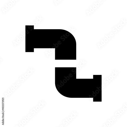 Water Pipe Icon in Bold Black Style for Plumbing, Infrastructure, Construction, Engineering, Home Utilities

