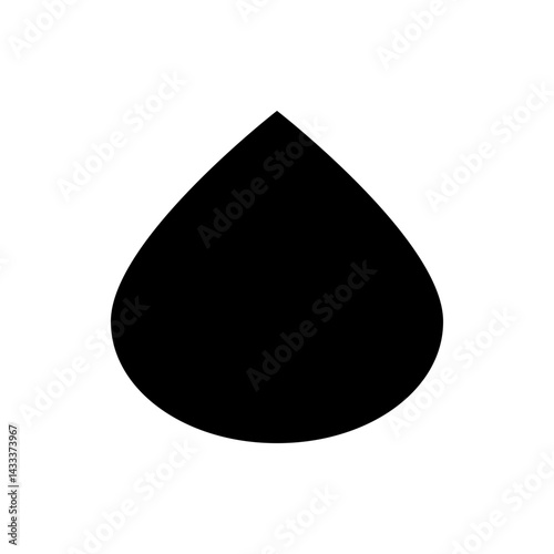 Illustration of a solid black teardrop shape with a rounded bottom and pointed top on a white background