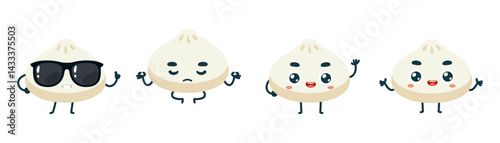Set Mascot images of the Cute Dumpling