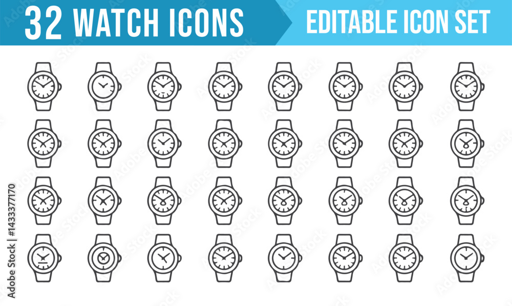 Versatile Watch Icons for Various Digital and Graphic Design Projects Versatile Watch Icons for Various Digital and Graphic Design Projects