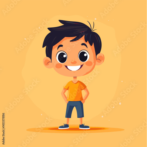 Smiling cartoon boy standing vector art