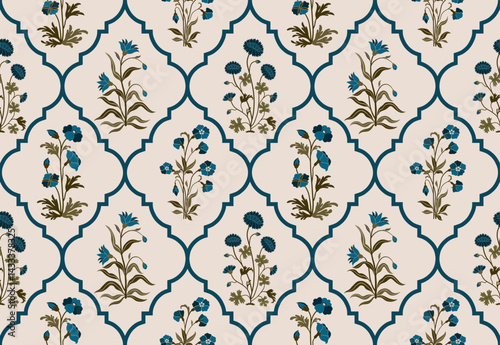 Hand drawn colourful geometric flowers, seamless patterns with floral for fabric, textiles, clothing, wrapping paper, backdrop, banner, illustration, abstract backgrounds.
