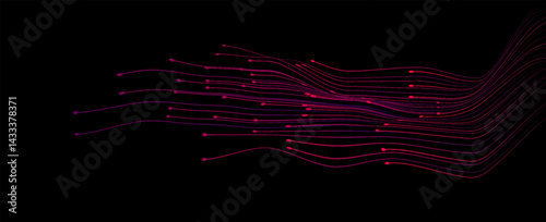 Futuristic Flow Lines on Black Background. Perfect for technology themes, digital projects, network concepts, and sci-fi designs.