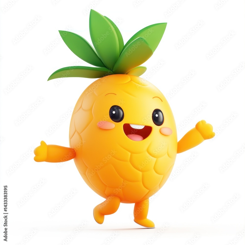 cute cartoon logan fruit character isolated 3D render on white background cute cartoon logan fruit character isolated 3D render on white background