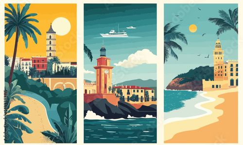 Retro Spain Travel Posters: Barcelona, Tenerife, Costa Brava Summer Destinations