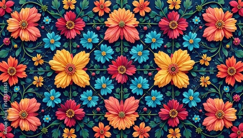 Wallpaper Mural Intricate floral design, repeating seamlessly , delicate, botanical, bloom Torontodigital.ca