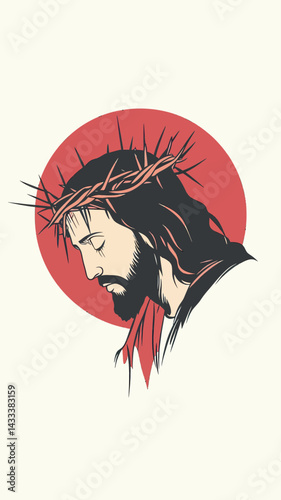 Minimalist SVG Drawing of Jesus with Crown of Thorns Reflecting Suffering and Faith