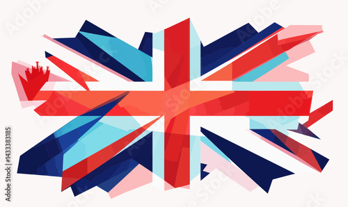 Abstract United Kingdom Flag Vector Illustration with Geometric Shapes Background