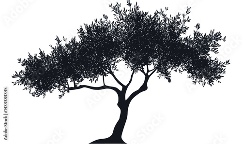 Minimalist Olive Tree Silhouette Vector Icon for Graphic Design and Nature Themes