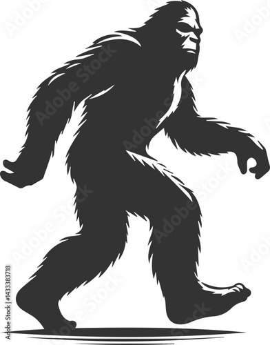 Vector silhouette of a bigfoot