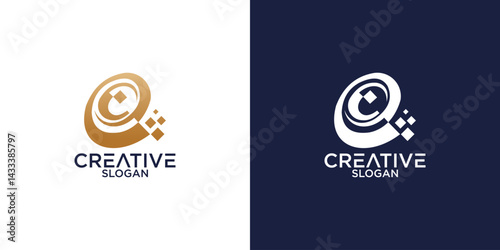 letter e monogram logo vector design