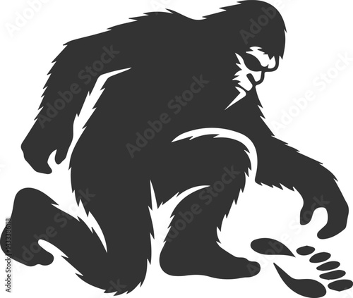 Vector silhouette of a bigfoot