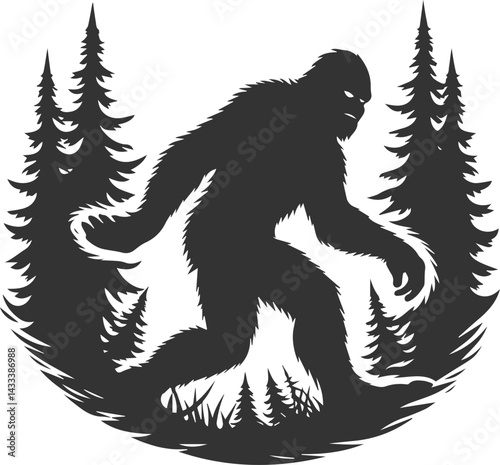 Vector silhouette of a bigfoot
