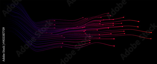 Futuristic Flow Lines on Black Background. Vector Illustration