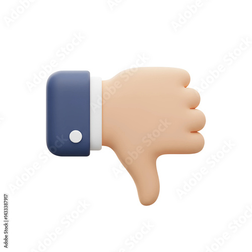 Cartoon Hand with Thumb Down Gesture for Disapproval, Dislike, and Negative Feedback