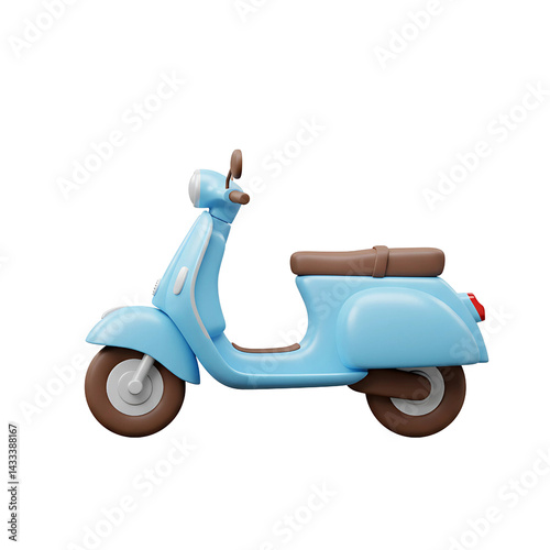 Light Blue Vintage Scooter Illustration for Urban Transportation and Retro Design Concepts