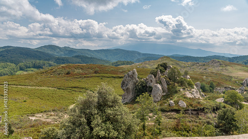 Panoramic view of the Argimusco plateau in the Nebrodi mountain range in northern Sicily