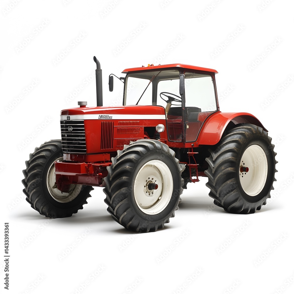 Red Farm Tractor on White. Red Farm Tractor on White.