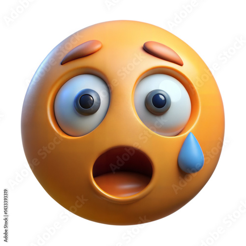 3d emoji shocked face, 3D Rendering shocked emoji with emotion isolated on transparent background