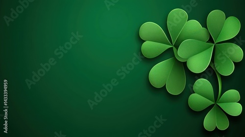 Green shamrocks on a dark green background
