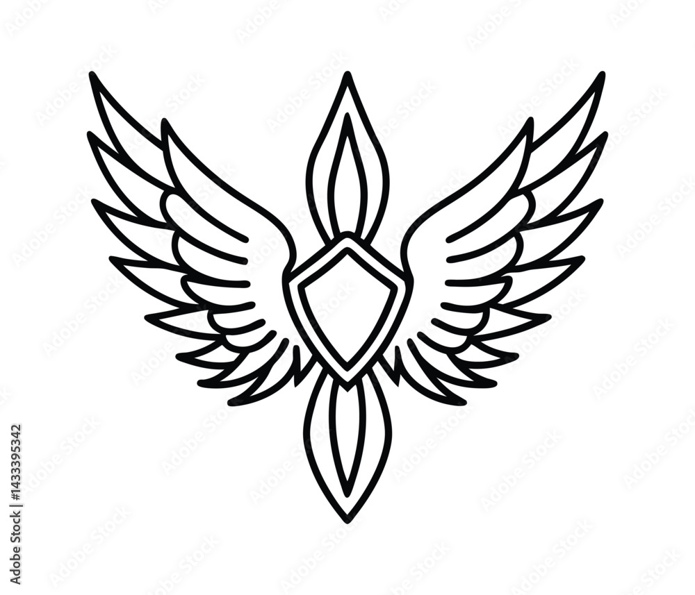 Obraz premium Set of Black Wing Tattoo Vector Designs Isolated on White Background