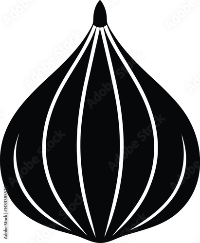 Onion icon black silhouette vector illustration on transparent background