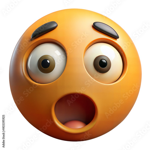 3d emoji shocked face, 3D Rendering shocked emoji with emotion isolated on transparent background