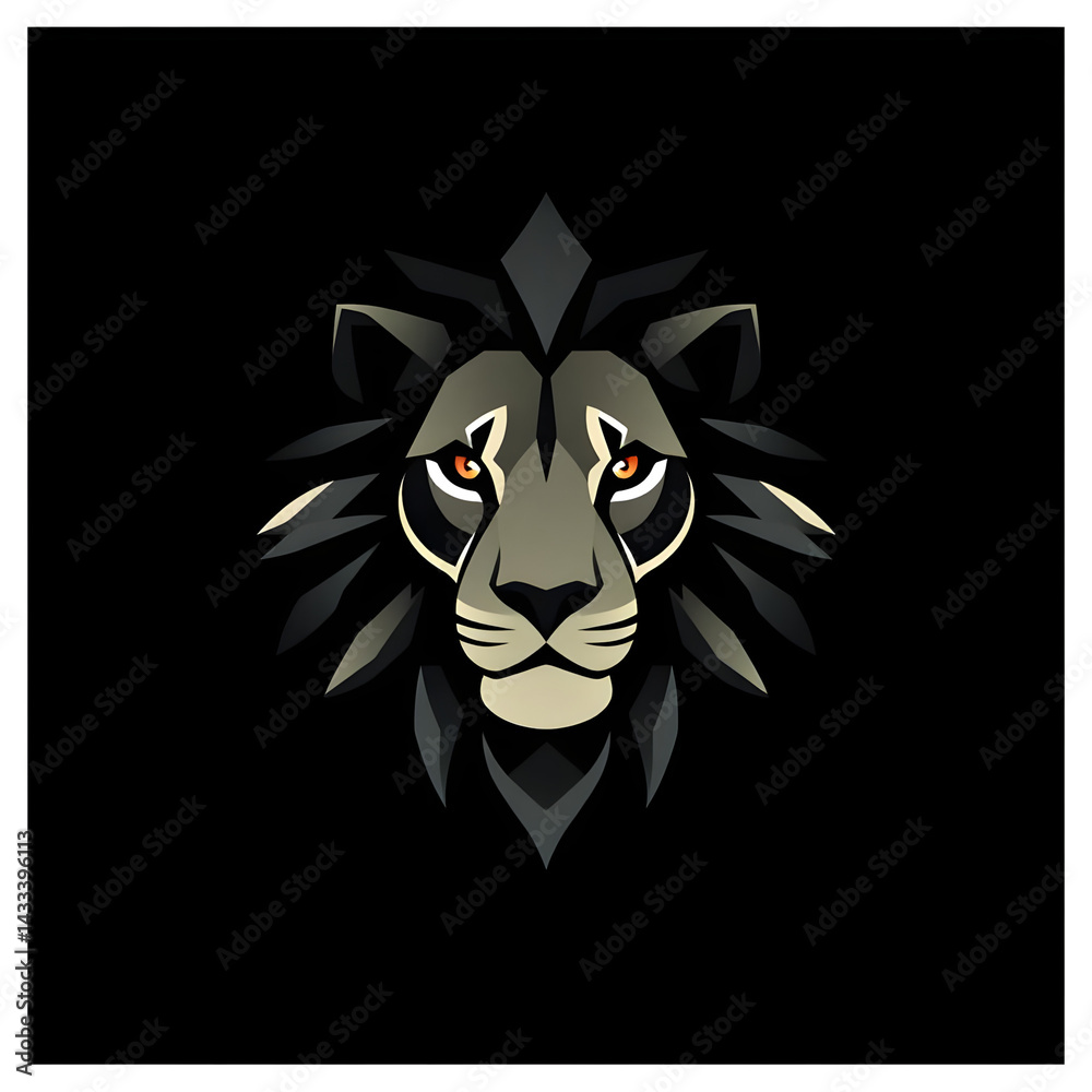Obraz premium Stylized lion head in a bold mood with striking features for t-shirt print