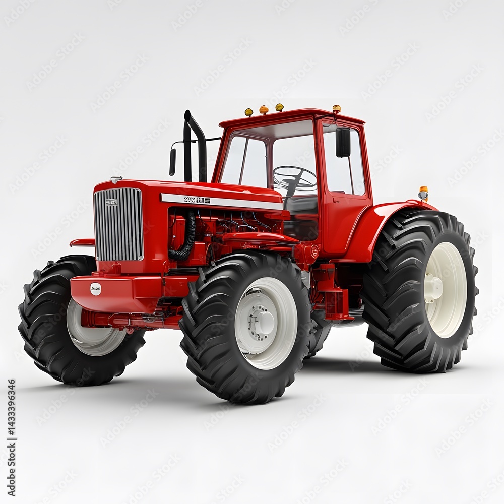 Obraz premium Red Vintage Tractor with Studio Shot. (1)
