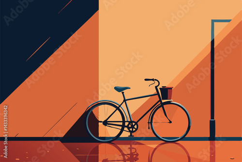 rusted bike leaning on rain soaked brick wall .eps
