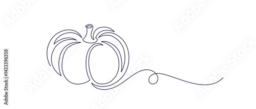 Pumpkin sign. Continuous line symbol for halloween