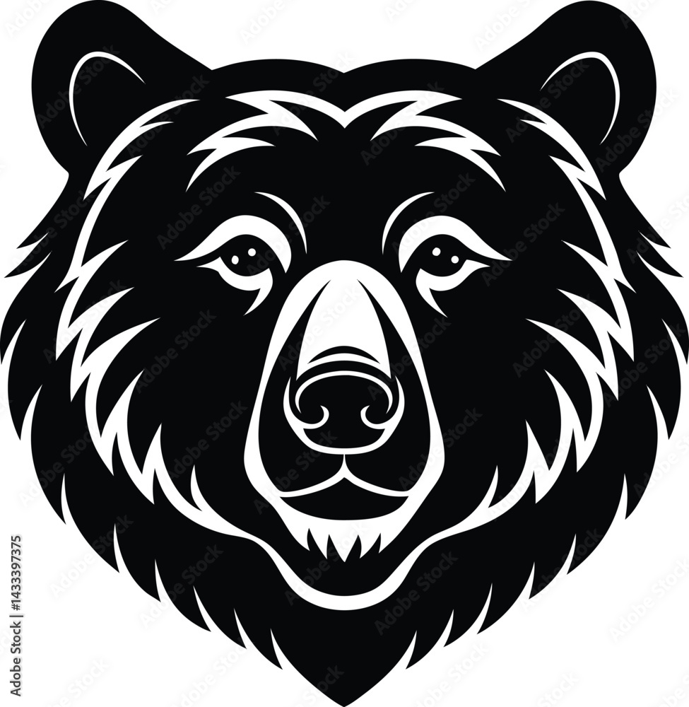 Bear Head icon black silhouette vector illustration on transparent background Bear Head icon black silhouette vector illustration on transparent background
